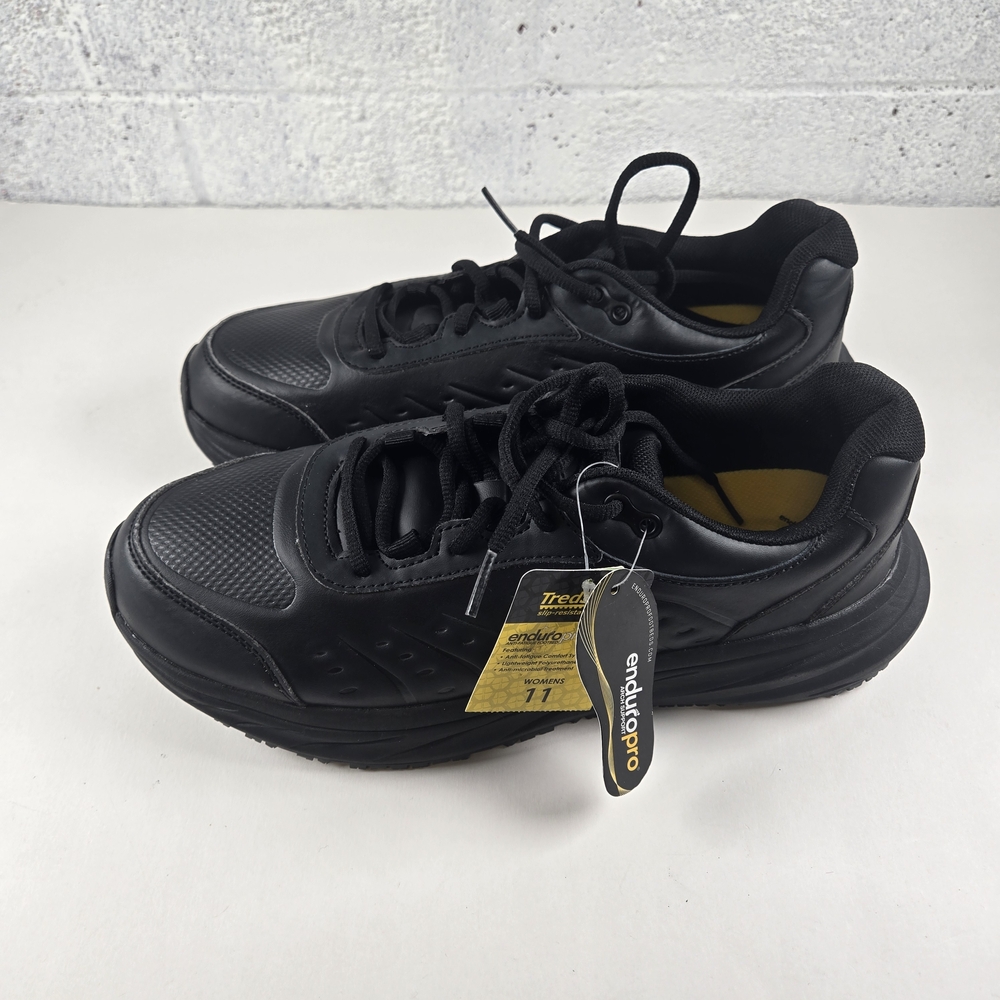 Tredsafe Womens Size 11 Kate Leather Slip Resistant Comfort Work Shoes Black